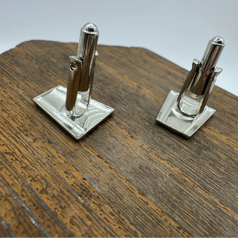 Vintage art deco style silver tone men’s cufflinks